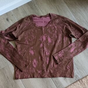 lululemon athletica Brown Patterned Long Sleeve Top